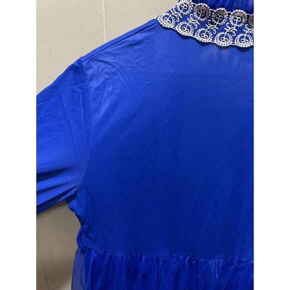 VTG 100% American Union Made ILGWU Embroidered Lace Ruffled Trim Romper Gown Med - Picture 10 of 10